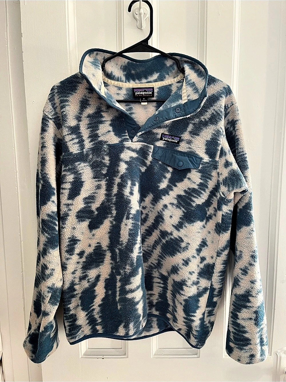 Patagonia Lightweight Synchilla Snap-T Pullover Blue & White Medium